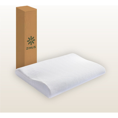 Almohada Zinus Contour Tradicional Memory Foam en Caja con Contorno para Cuello