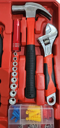 Set Herramientas Manuales 105 Pz Llave Martillo Pinzas Punta Color Naranja Oscuro