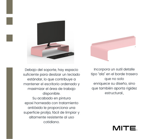 Soporte Eleva Monitor Cpu Escritorio Oficina Teclado Colores Rosa