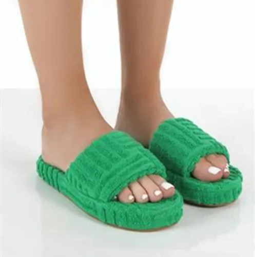 Zapatillas De Algodón Con Toalla Cálida De Fondo Grueso Para