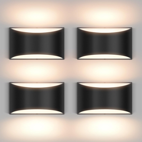 Aiilsmp Paquete De 4 Apliques De Pared Led Modernos Negros,.