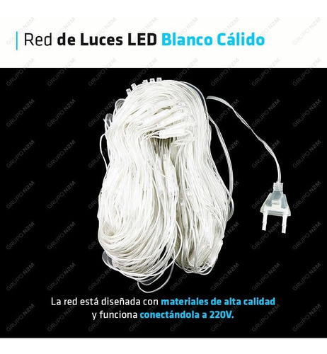 Red Luces Led Cortina Blanco Calido Navidad 220v Premium Color De Las Luces Blanco Cálido