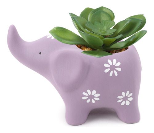 Macetero Elefante Morado Para Suculentas Y Cactus. Decoració