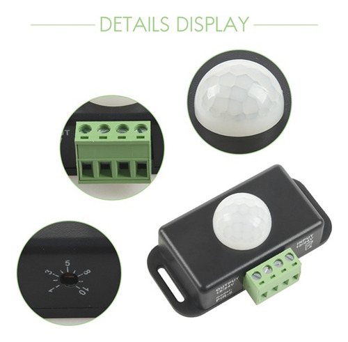 Sensor De Movimiento Pir Ajustable Automático, Dc 12, 24 V,