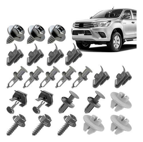 Kit Grampo Presilha 22 Pçs Parachoque Diant Hilux 2021 22 23