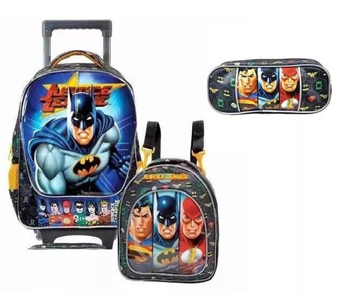 Kit Mochila Batman Liga Da Justiça Herois + Lancheira