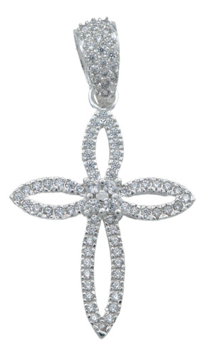 Dije Cruz Redonda Zirconia Hombre Mujer Plata 925 4.1 Cm