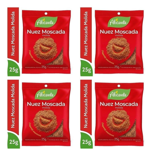 Pack X4 Nuez Moscada Molida Sin Tacc Alicante 25 G