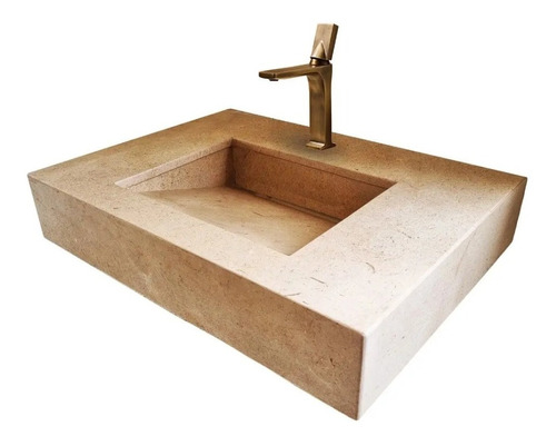 Lavabo De Mármol Natural Prefabricado 66x48x12 Crema/beige