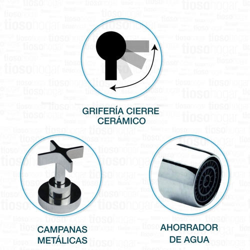 Imagen 5 de 10 de Grifería Lavatorio Mesada Aqualaf Quillen 1070 Cromo Cromado