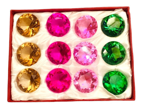Diamante De Vidrio Chico 4 Cm Colores Paquete Set 12 Piezas