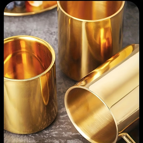 1pc Taza De Acero Inoxidable 304 Con Baño De Cobre, Taza De