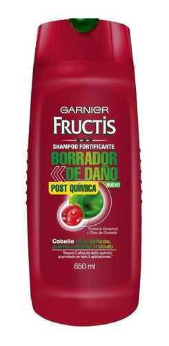 Shampoo  Fructis Borrador De Daño Post Quimica 650 Ml