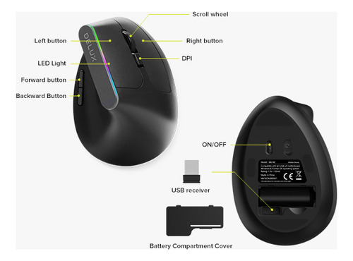 Mouse Vertical Inalámbrico Ratón Silencioso Ergonómico