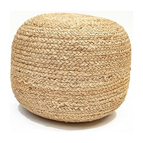 Puf De Yute/hemp Trenzado , Acogedor Y Bohemio, Asient...