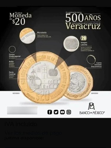 10 Monedas De 20 500 Años De La Fundación De Veracruz 