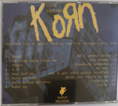 Korn Cd Live Issues Bootleg Raríssimo (Usado)