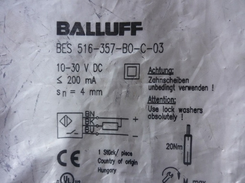 Sensor Balluff Bes 516-357-bo-c -03  Inductivo Npn