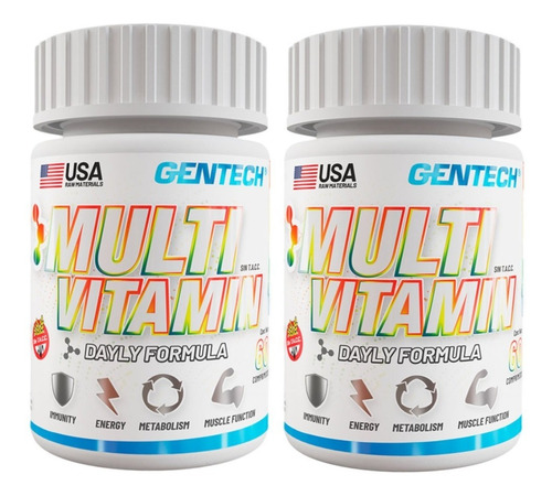 2 Multivitaminico Gentech X60 Vitaminas Minerales Completo