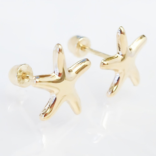 Amor Eterno - Broqueles Estrellita De Mar / Aretes / Oro 10k