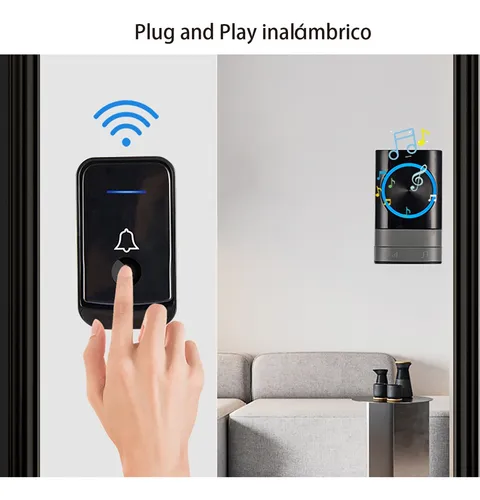 Timbre Inalámbrico Para Puerta Con 2 Receptores Impermeables