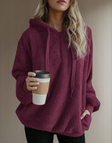 Sudadera Con Capucha Sólida De Invierno De Talla Grande Para