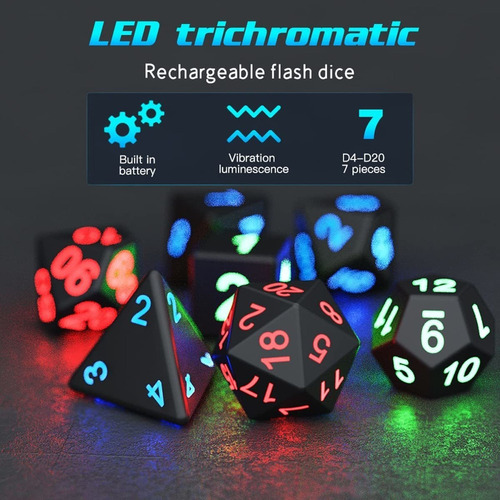 7 Piezas De Dados Led Luminosos Dnd Para Dragones Mazmorras