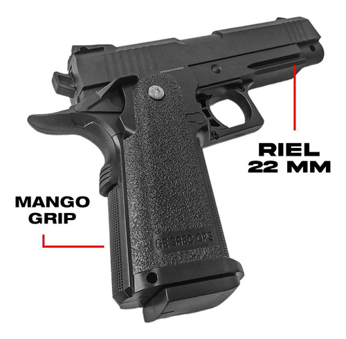 Imagen 5 de 10 de Pistola Airsoft Vigor Ops Black 6 Mm Replica Metalica