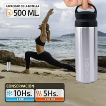 Comprar Botella Termica conserva 10 hs frio 5 hs calor Capacidad 500ml Acero Inoxidable SS304 Doble Capa con manija Termo Agua liquidos bebidas IMBACK Color Plateado