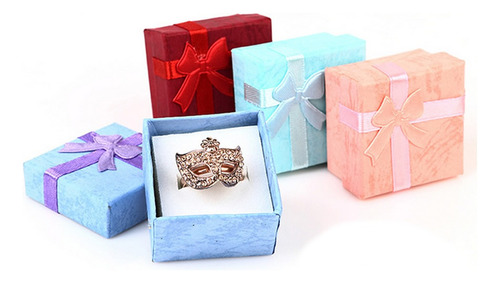 Set 24 Cajas Carton Joyas Anillos Aros 4x4cm Regalo Colores