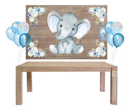 Fondo De Tela Elefante Bebe Mesa De Cumpleaños Baby Shower 