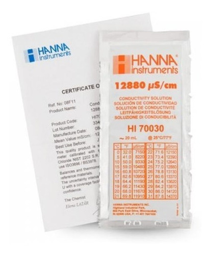 Solucion Ec Hanna 12880 Us/cm Conductividad Calibracion