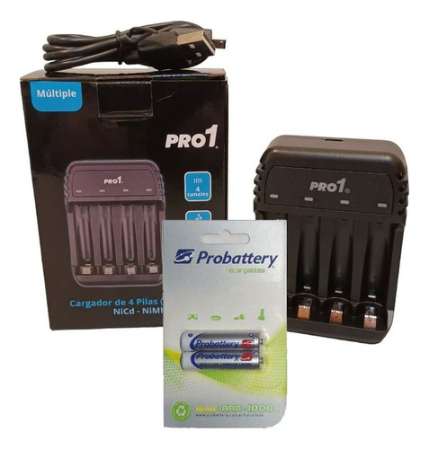 Cargador Y Pilas Aaa Probattery Pila Recargable Bateria