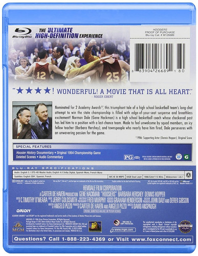 Imagen 2 de 3 de Blu-ray Hoosiers / Ganadores