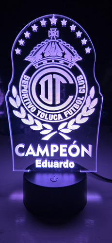Lampara Toluca Campeon Nombre Personalizable Fan 16 Colores Negro