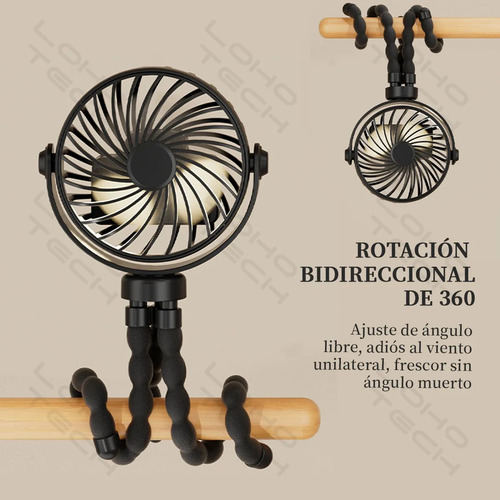 Trípode Flexible Ventilador De Mano Portátil Recargable Rosa