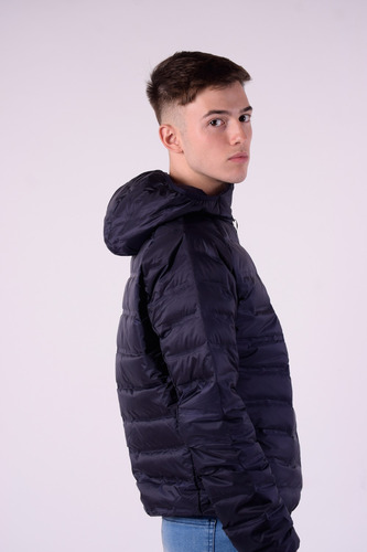 Campera Uniqlo Navy Ultra Light Down Hombre Con Capucha