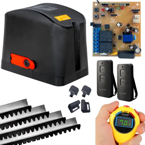  Kit Motor Portao Eletronico Garen 1/4hp 400kg 2controles 3m