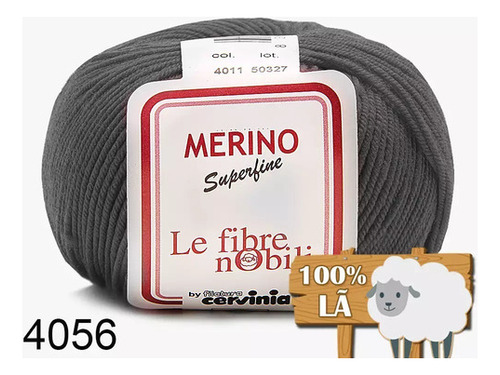 Lã Merino Cervinia 50g 158mts 100% Lã Crochê E Tricô Cor 4056- Cinza Escuro