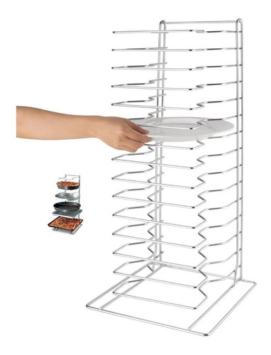 Soporte Rack Metal Para Bandeja Malla Pizza Plato Pizzería 