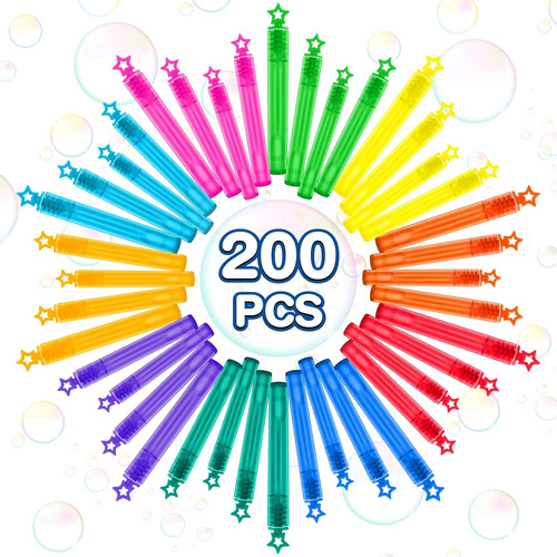 200 Mini Varitas De Burbujas En 10 Colores, Recuerdos De Fie