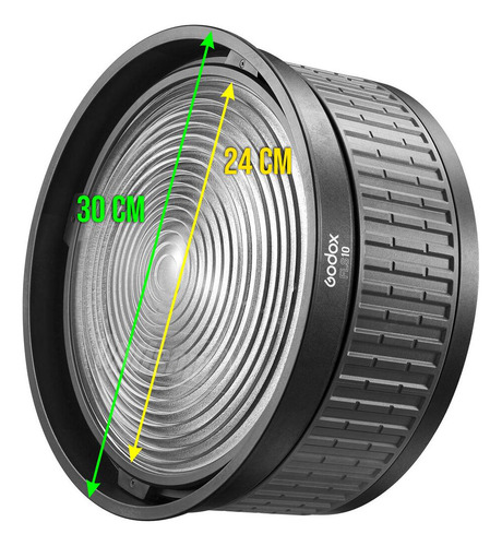 Fresnel Godox Fls10 Bowens Com Abas Para Led Amaran Aputure Cor Da Estrutura Preto Cor Da Luz Quente, Fria Ou Rgb 110v/220v
