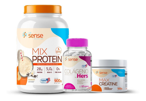 Whey Mix Protein + Colágeno Hidrolisado + Creatina Sense Sabor Baunilha