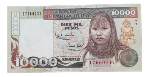  Billete Colombia 10000 Pesos 1994 Unc. Sin Circular