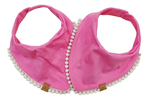 Babero Mini Anima Bandana Reversible Puntilla Rosa Chicle