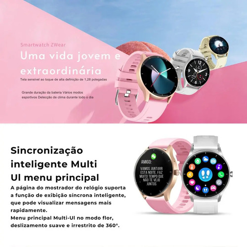 Smartwatch Feminino E Masculino Com Gps E Medidor De Pressão Dourado-escuro Dourado-escuro