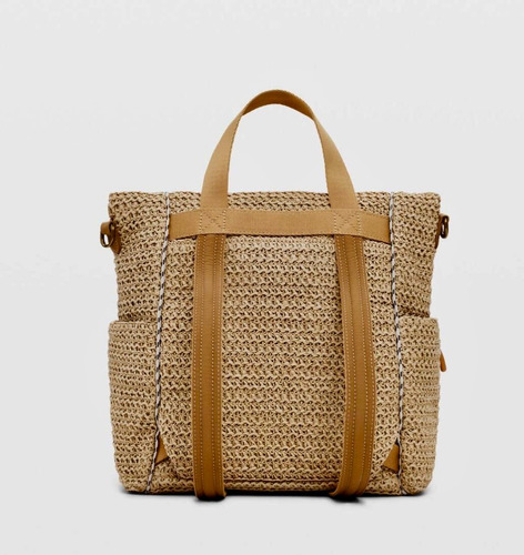 Bolsa Mochila Modular Mujer Desigual Rafia Beige