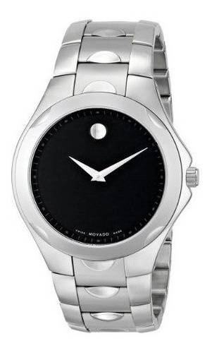 Reloj pulsera Luno 606378 con correa de acero inoxidable color plateado - fondo negro