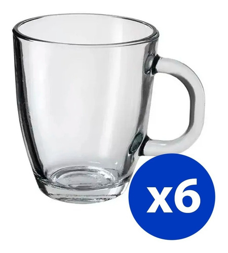 Set X6 Jarros Tazas Vidrio Amanecer Rigolleau Cafe Té 370ml