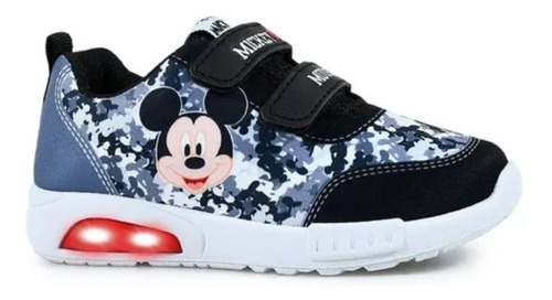 Zapatillas Footy Pop Mickey Disney Con Velcro Luces Al Pisar